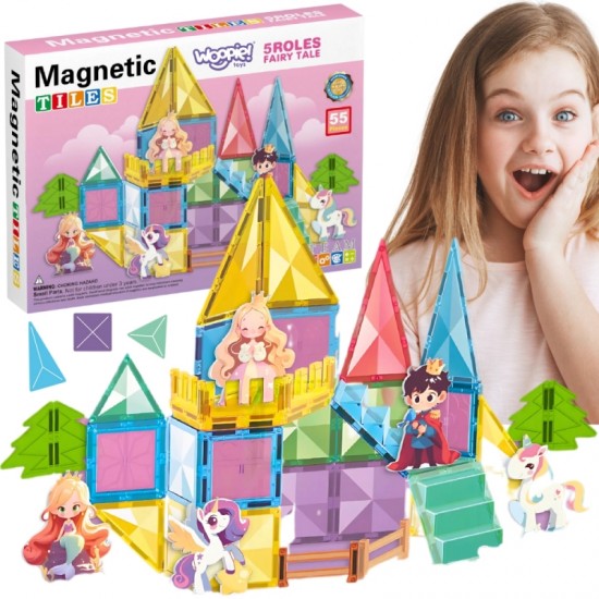 Magnetiniai konstruktoriai 3D edukacinis rinkinys Pasakų pilis 55 vnt. WOOPIE