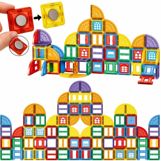 Magnetiniai konstruktoriai 3D edukacinis rinkinys pilis 100 vnt. WOOPIE