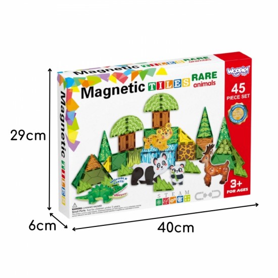 Magnetiniai konstruktoriai 3D edukacinis rinkinys reti gyvūnai 45 vnt. WOOPIE