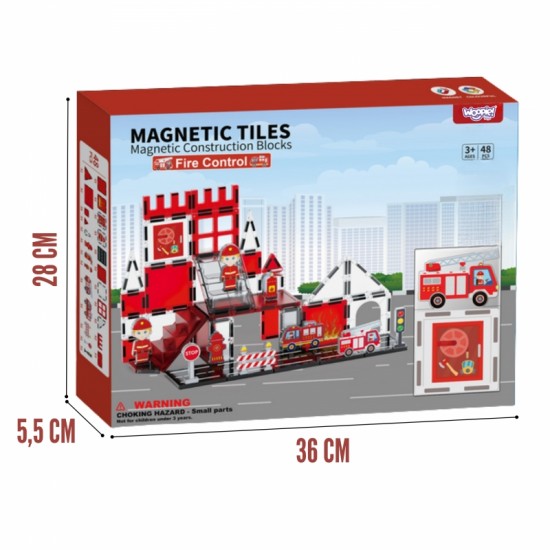 Magnetinių kaladėlių 3D ugniagesių komandos rinkinys, 48 ​​vnt. WOOPIE