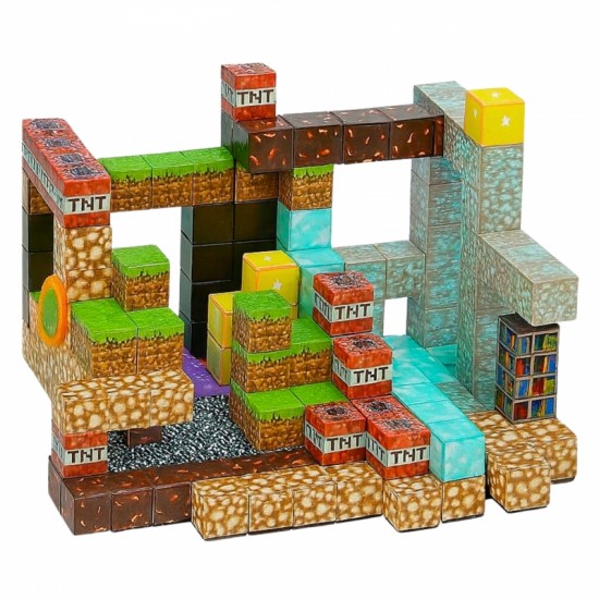 Magnetinių konstruktorių 3D kubelių edukacinis rinkinys, 63 vnt. WOOPIE