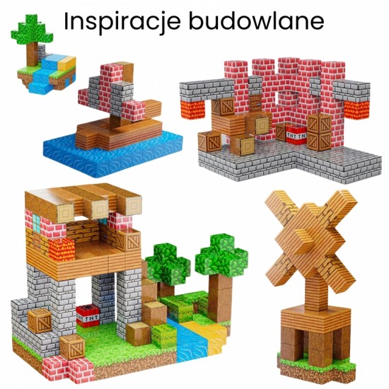 Magnetinių konstruktorių 3D kubelių edukacinis rinkinys, 63 vnt. WOOPIE