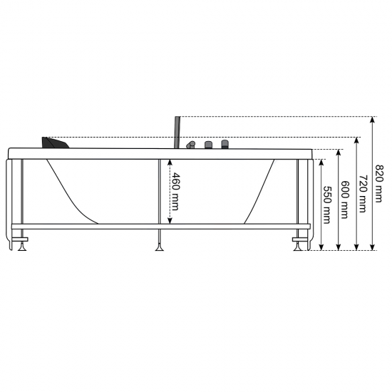 Masažinė Vonia AMO-1007 TURBO+ 180x91 cm.