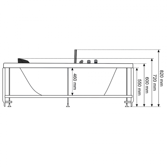Masažinė Vonia AMO-1007B HC 181x91 cm. Masažinė Vonia AMO-1007B HC 181x91 cm.