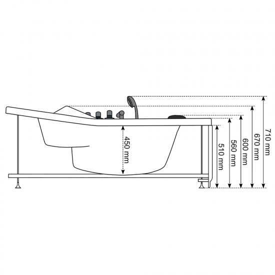 Masažinė Vonia AMO-10632 Turbo+ Balta 152x152 cm.