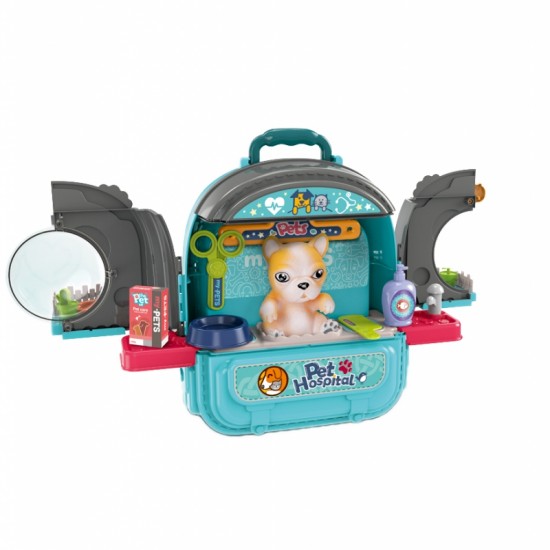 Mažasis veterinarijos gydytojo rinkinys 3in1 Namelis kuprinėje šuniui WOOPIE