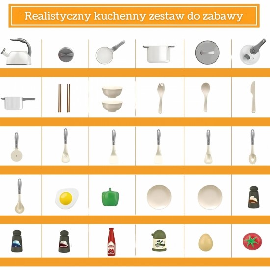 Mažojo virėjo puodų, keptuvių, virdulių rinkinys, balti, 32 vnt. WOOPIE
