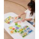 Medinė dėlionė Montessori 2-in-1 dėlionės vaisių figūrėlės VIGA