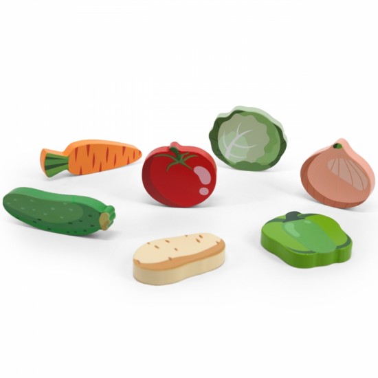 Medinė dėlionė Montessori 2 viename augalinės figūrėlės VIGA