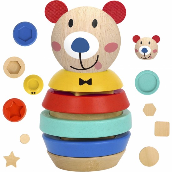 Medinė dėlionė piramidės formos meškiukas 11 vnt. TOOKY TOY