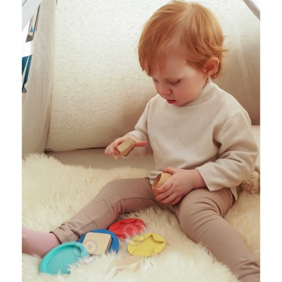 Medinė dėlionė piramidės formos meškiukas 11 vnt. TOOKY TOY