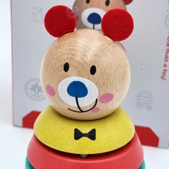 Medinė dėlionė piramidės formos meškiukas 11 vnt. TOOKY TOY