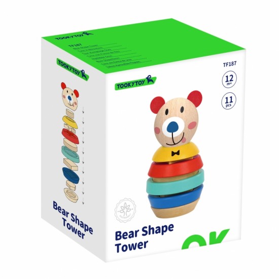 Medinė dėlionė piramidės formos meškiukas 11 vnt. TOOKY TOY