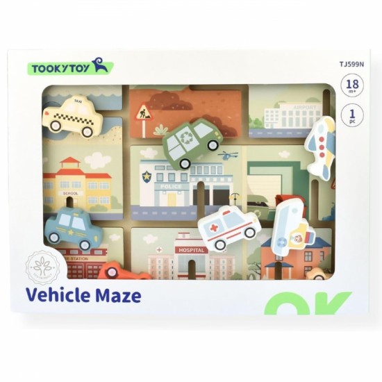 Medine labirinto transporto priemonių dėlionė TOOKY TOY