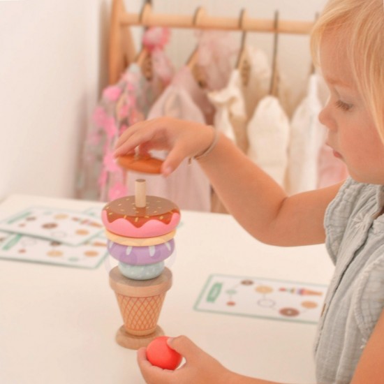 Medinė ledų Montessori dėlionė, 12 vnt. WOOPIE GREEN