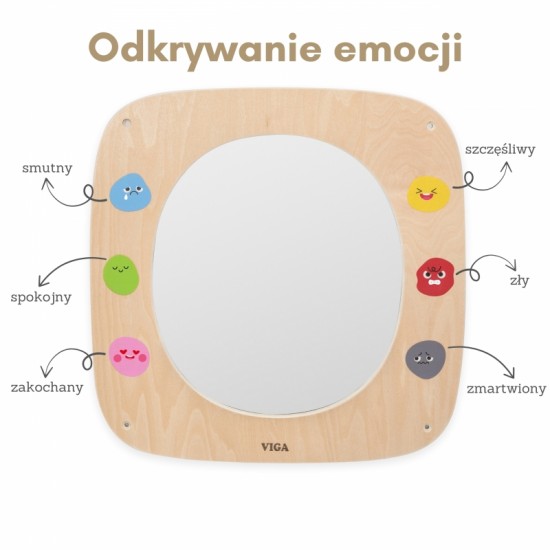 Medinė lenta su veidrodžiu ir šypsenėlėmis VIGA