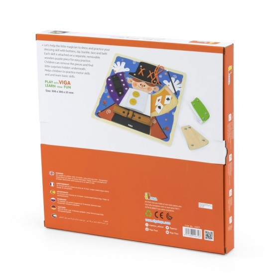 Medinė manipuliavimo lenta su sagtimis ir spynomis, sukurta mago Montessori VIGA
