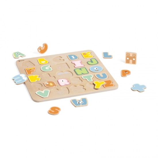 Medinė Montessori dėlionė Abėcėlės raidžių ir žodžių mokymasis, 27 vnt. CLASSIC WORLD