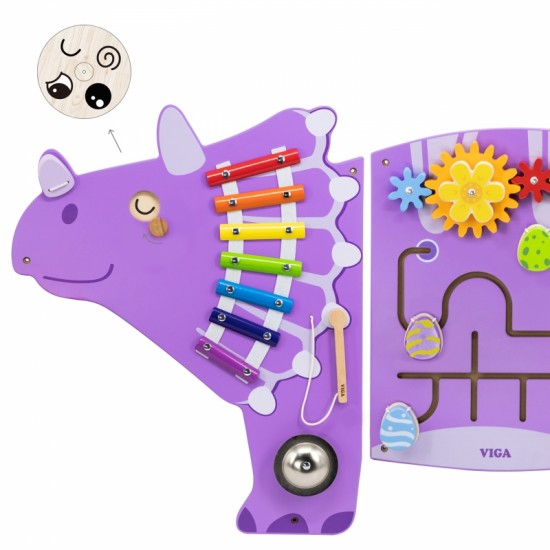 Medinė sensorinė-manipuliacinė lenta EDU Triceratops VIGA