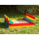 Medinė smėlio dėžė su dangčiu ir suoliukais AXI Ella Rainbow