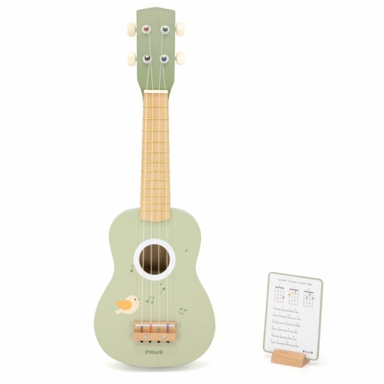 Medinė ukulele gitara vaikams, žalia, su natomis Viga