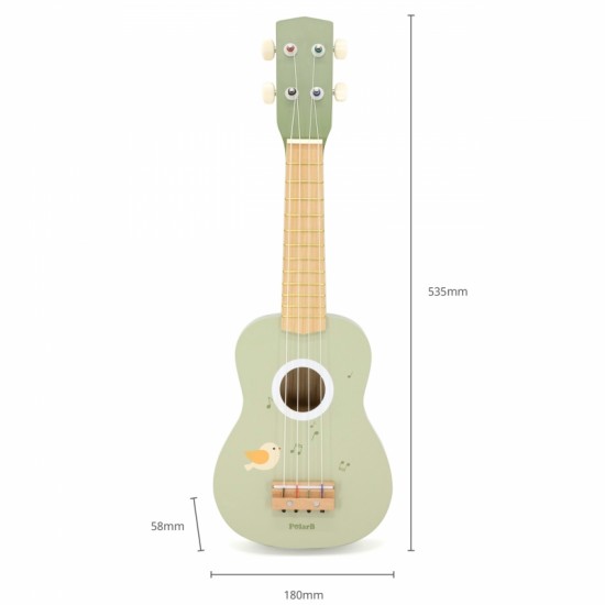 Medinė ukulele gitara vaikams, žalia, su natomis Viga