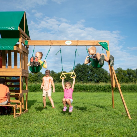 Medinė žaidimų aikštelė 6 viename BACKYARD DISCOVERY Belmont