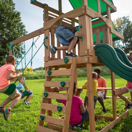 Medinė žaidimų aikštelė 6 viename BACKYARD DISCOVERY Belmont