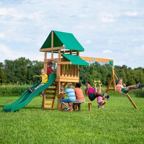 Medinė žaidimų aikštelė 6 viename BACKYARD DISCOVERY Belmont