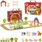 Medinės fermos lagamine figūrėlės, transporto priemonės TOOKY TOY