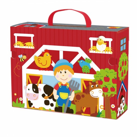 Medinės fermos lagamine figūrėlės, transporto priemonės TOOKY TOY