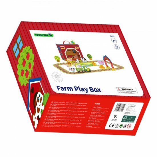 Medinės fermos lagamine figūrėlės, transporto priemonės TOOKY TOY