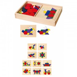 Medinės geometrinės mozaikos dėlionės blokai „Viga Toys“