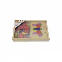 Medinės geometrinės mozaikos dėlionės blokai „Viga Toys“