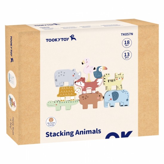 Mediniai kaladėlės Dėlionė Gyvūnai Montessori 9 vnt. TOOKY TOY