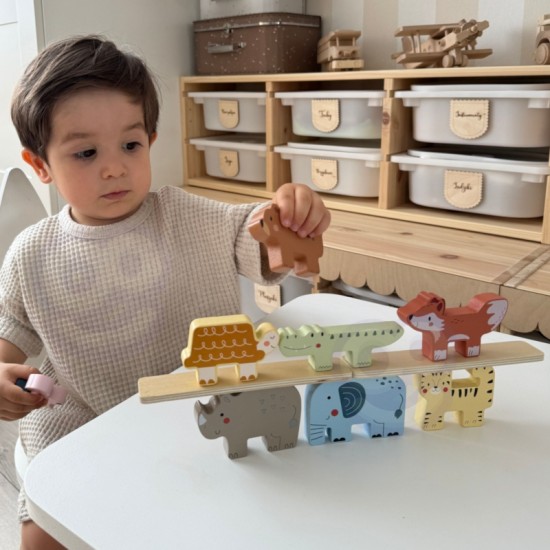 Mediniai kaladėlės Dėlionė Gyvūnai Montessori 9 vnt. TOOKY TOY