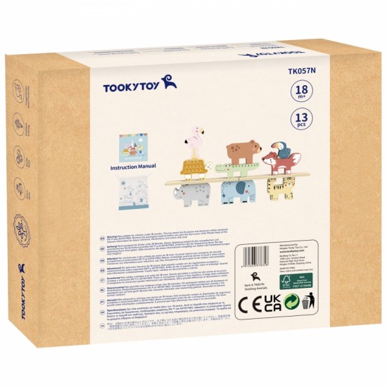 Mediniai kaladėlės Dėlionė Gyvūnai Montessori 9 vnt. TOOKY TOY
