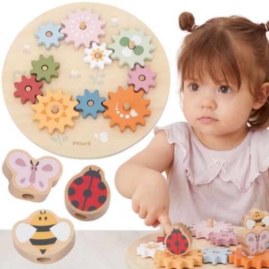 Mediniai spalvoti Montessori Gears VIGA PolarB