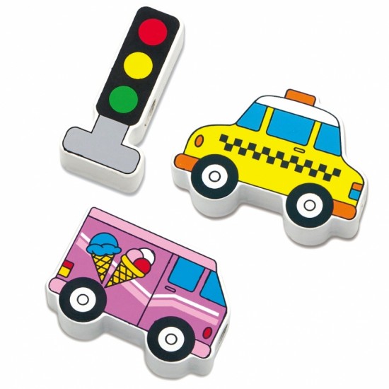 Mediniai susipynę siūlai, suvarstomi Montessori automobiliai „Viga“