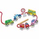 Mediniai susipynę siūlai, suvarstomi Montessori automobiliai „Viga“