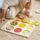 Mediniai vaisiai pjaustymui su lipdukais + trupmenų ir dalybos mokymasis MONTESSORI 23 vnt. CLASSIC WORLD