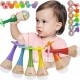 Medinis barškutis 2 viename Vaivorykštės spalvų marakasų instrumentas 1 vnt. CLASSIC WORLD