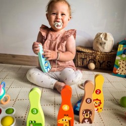 Medinis boulingas vaikams, 6 vnt. + kamuoliukas TOOKY TOY