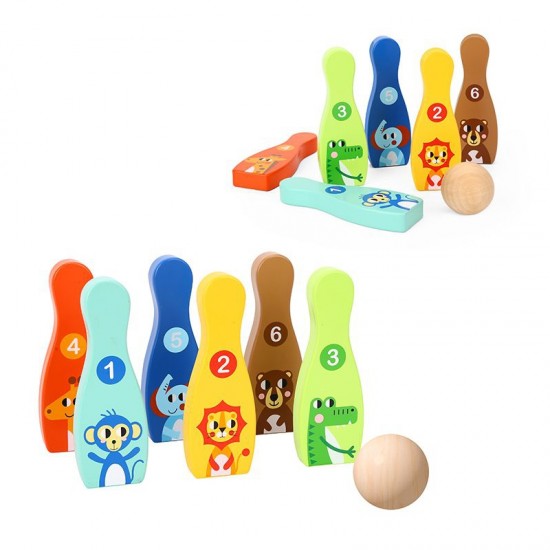 Medinis boulingas vaikams, 6 vnt. + kamuoliukas TOOKY TOY