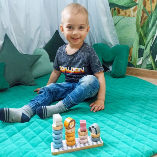 Medinis edukacinis galvosūkis su Montessori gyvūnais VIGA PolarB
