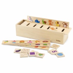 Medinis edukacinis rūšiavimo žaidimas Gyvūnai Vaisiai Daržovės Montessori VIGA