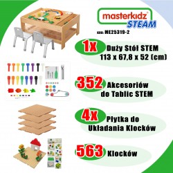 Medinis edukacinis stalas + STEM sienos priedai + 563 kaladėlės MASTERKIDZ