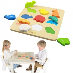 Medinis figūrėlių rūšiuoklis, spalvingi gyvūnai, Montessori MASTERKIDZ