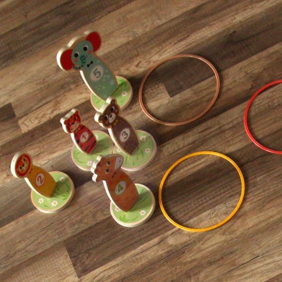 Medinis įgūdžių žaidimas Mėtyk į taikinius gyvūnėlius, 15 vnt. TOOKY TOY