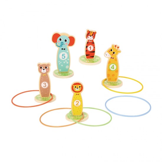 Medinis įgūdžių žaidimas Mėtyk į taikinius gyvūnėlius, 15 vnt. TOOKY TOY